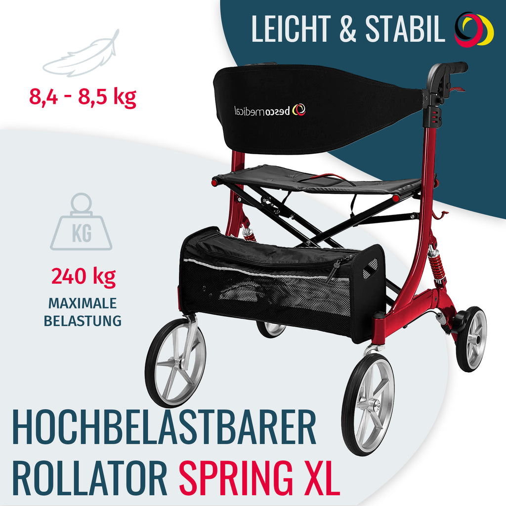 Rollator SPRING XL Belastbarkeit | Bordeaux