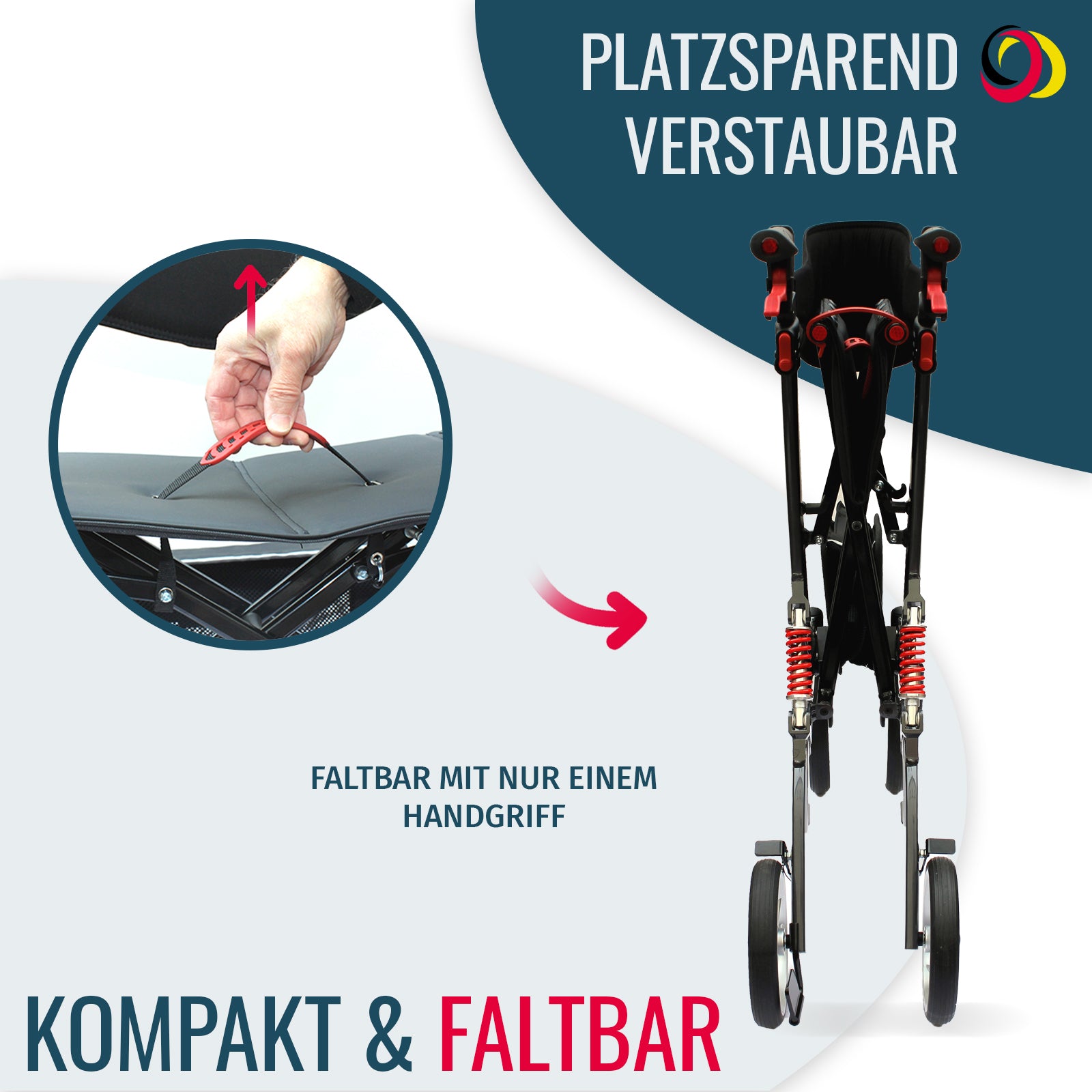 Rollator SPRING XL Faltbarkeit | Graphitgrau