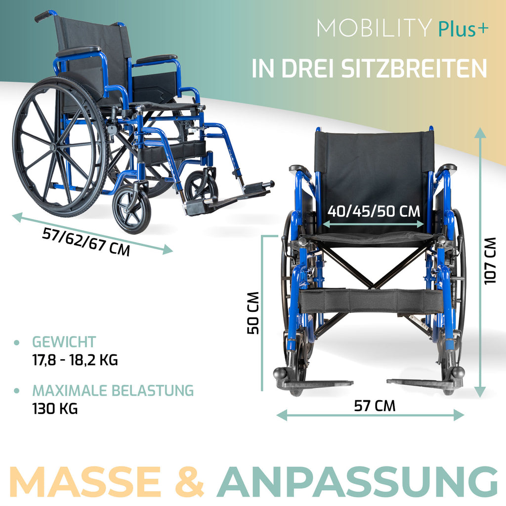 Rollstuhl RIO Produktabmessungen Nova Mobila
