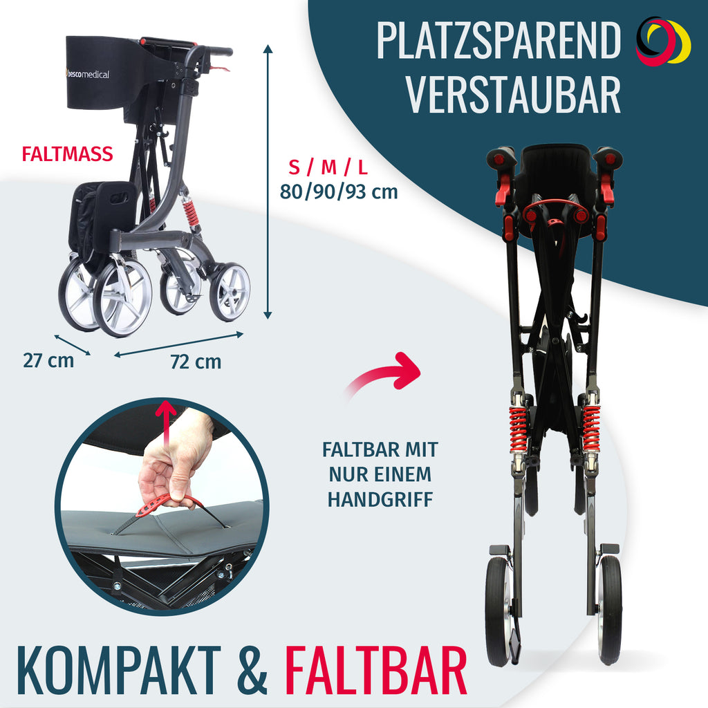 Rollator SPRING Faltmaß | Bordeaux