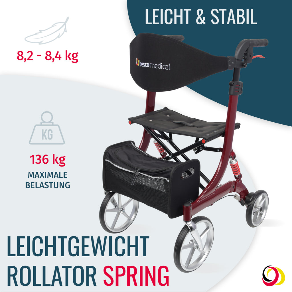 Rollator SPRING Leichtgewicht | Bordeaux