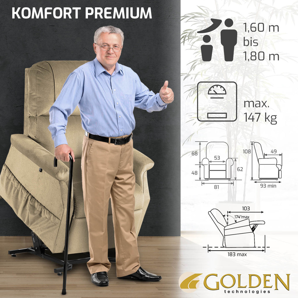 Aufstehsessel KOMFORT PREMIUM | Soft Touch Kamel market:de