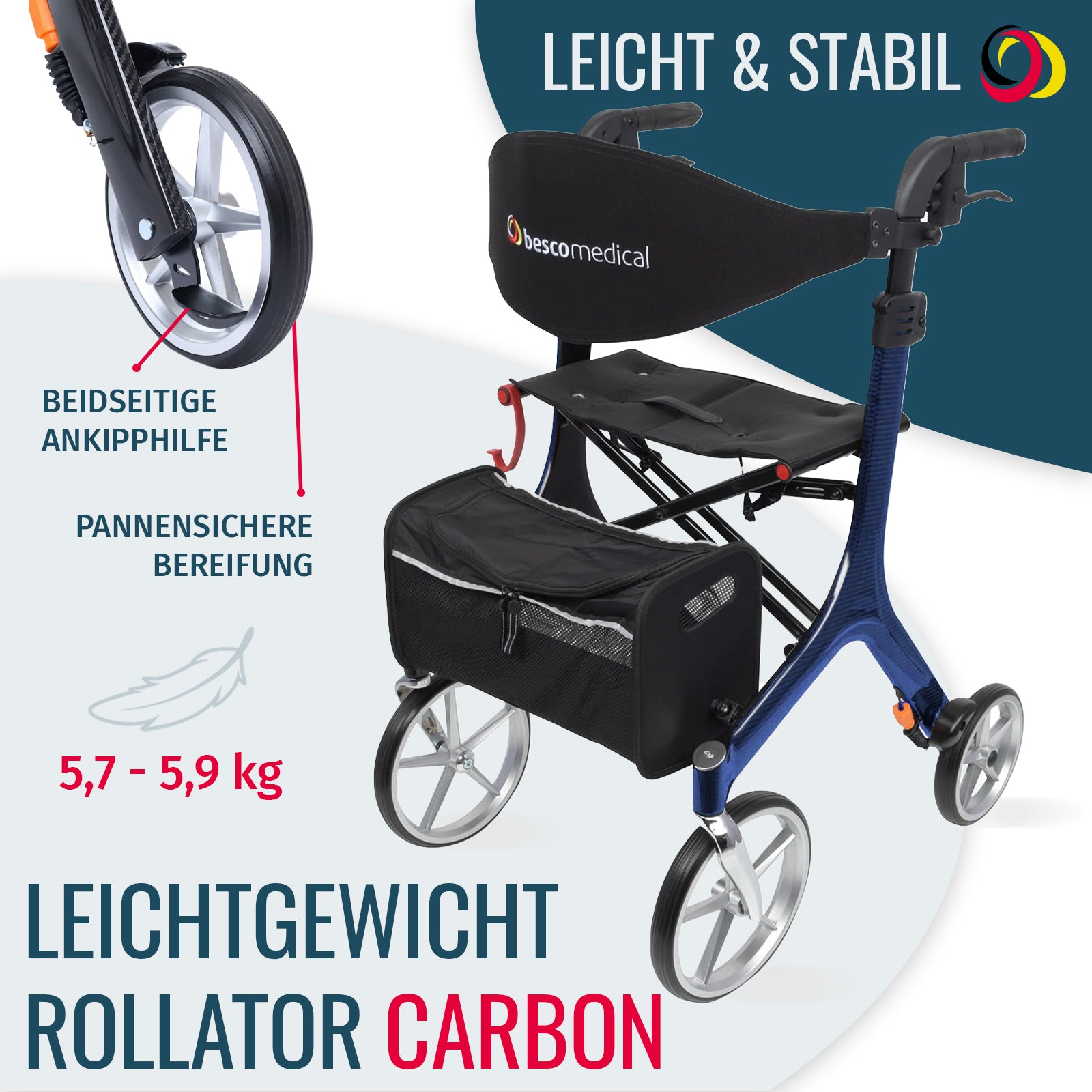Rollator CARBON Leichtgewicht | Blau