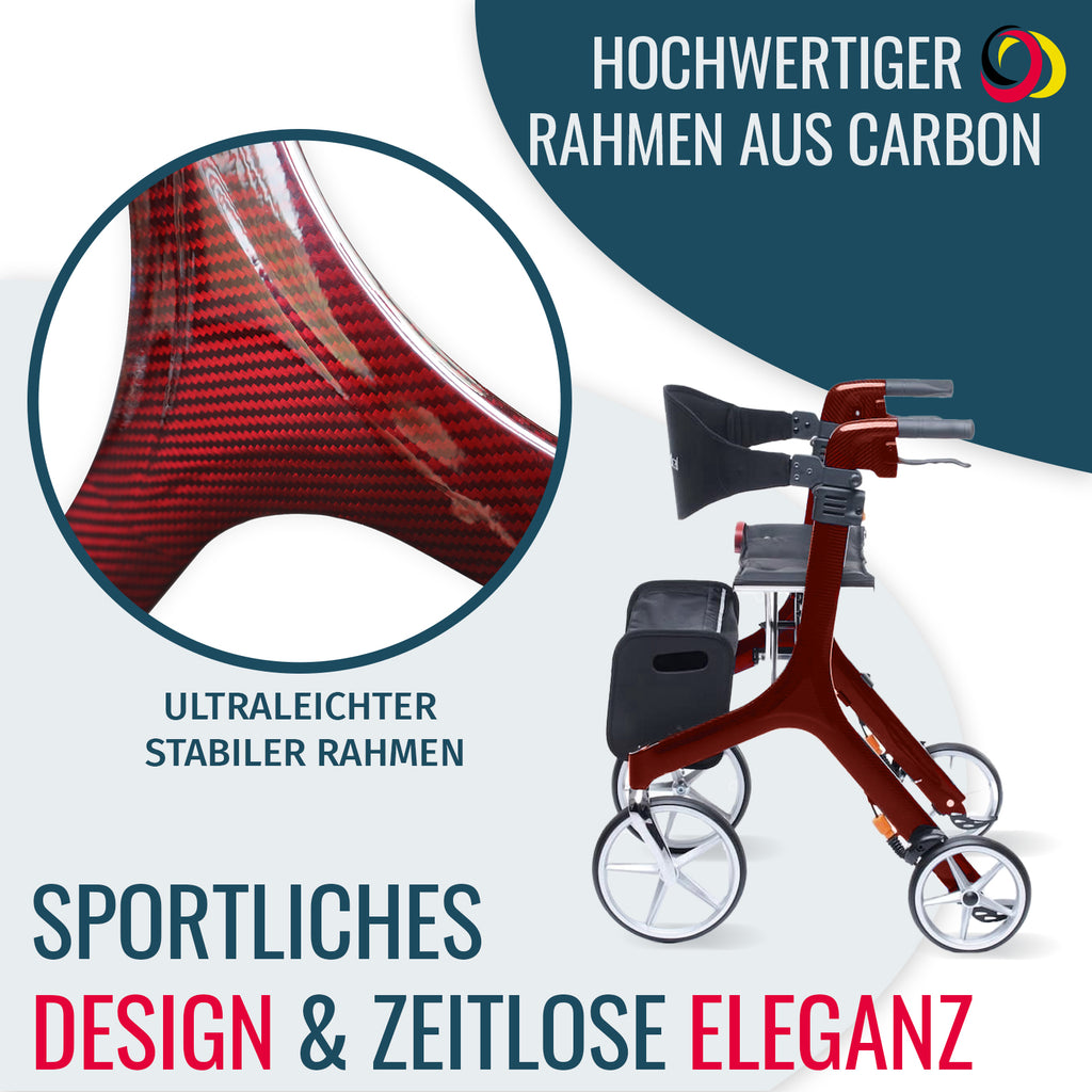 Rollator CARBON Rahmen | Bordeaux