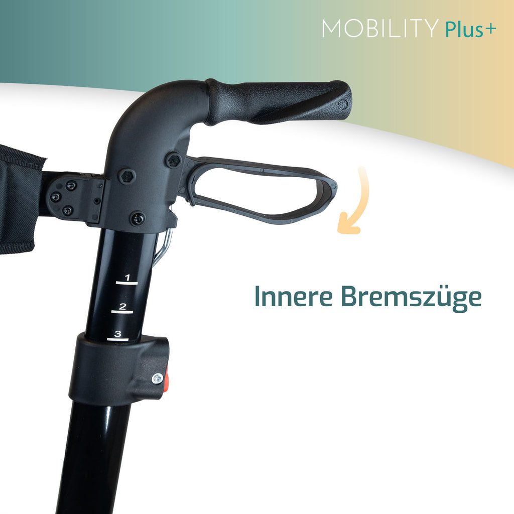 PT04_DR10+ Rollator Details Bremsen Mobility Plus+ Nova Mobila | Schwarz 