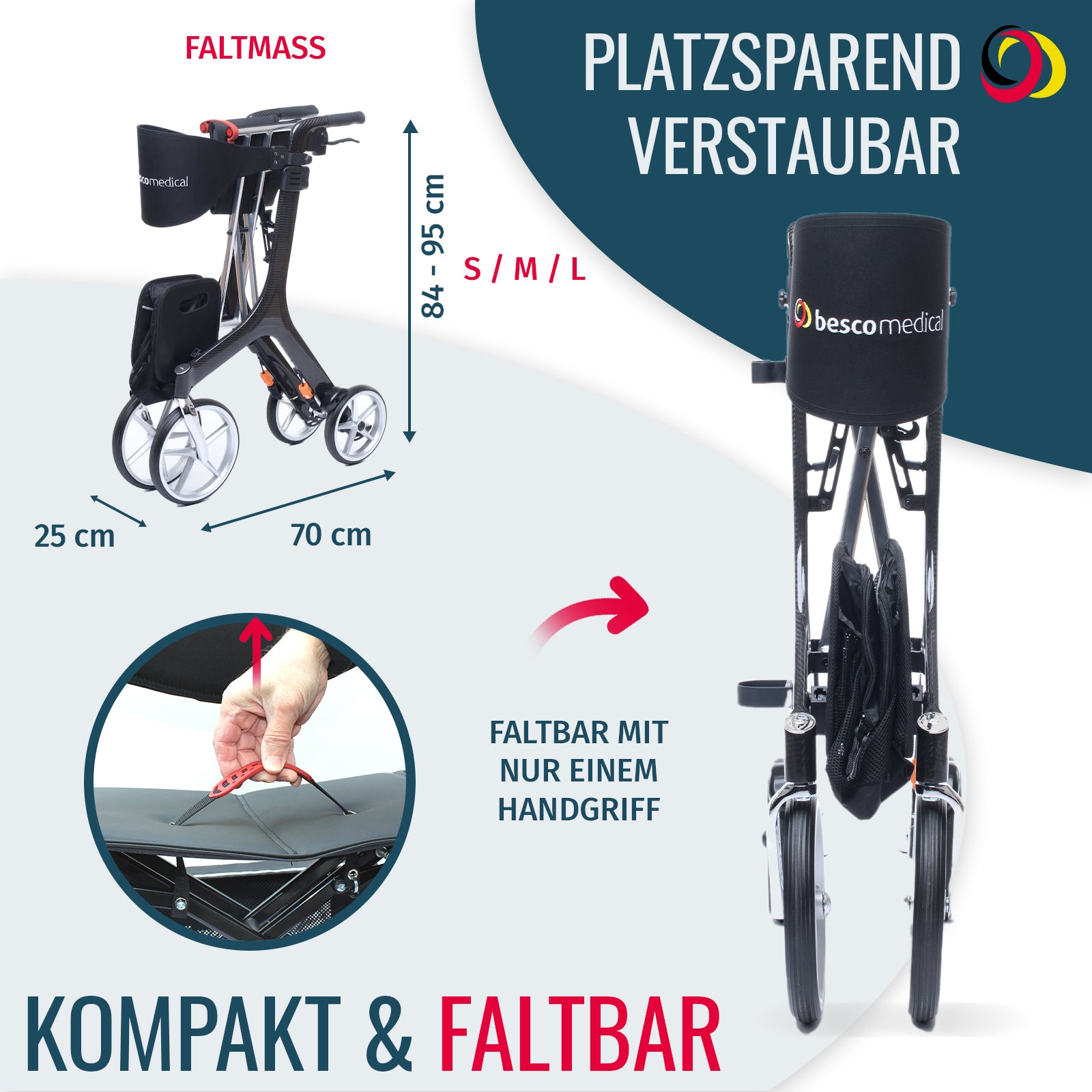 Rollator CARBON Faltbarkeit | Blau