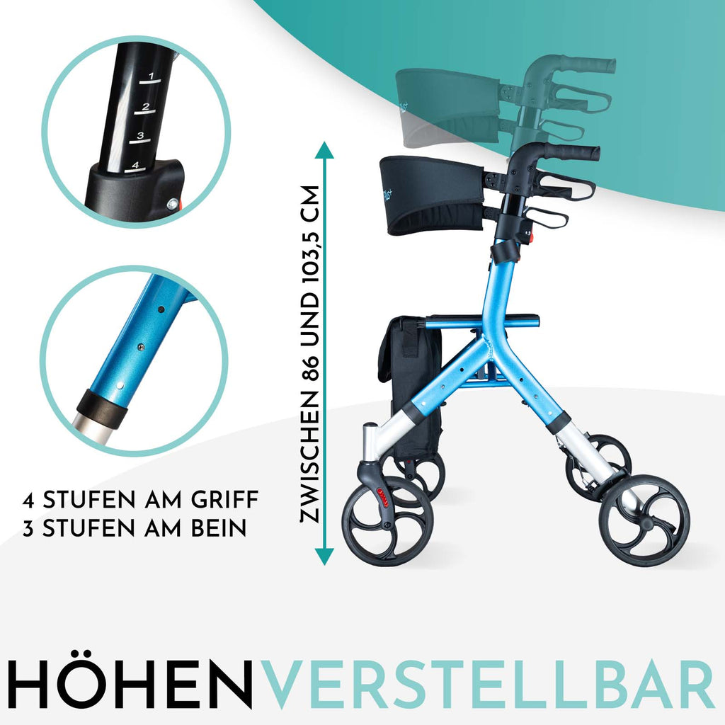 Rollator DR10+ Höhenverstellbarkeit | Blau