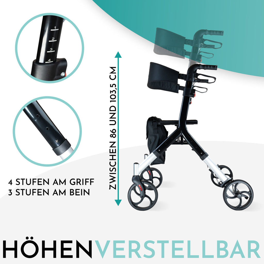 Rollator DR10+ Höhenverstellbarkeit | Schwarz