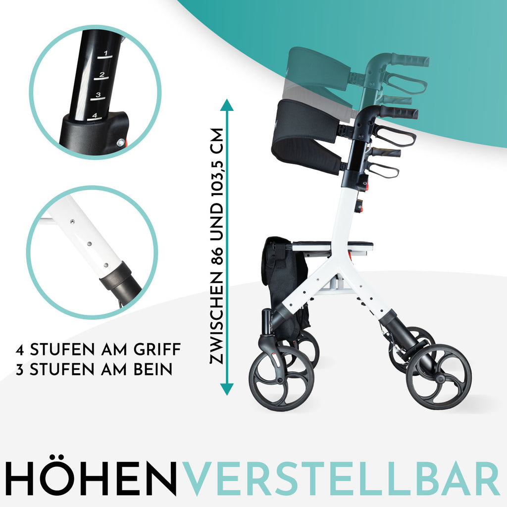 Rollator DR10+ Höhenverstellbarkeit | Weiß