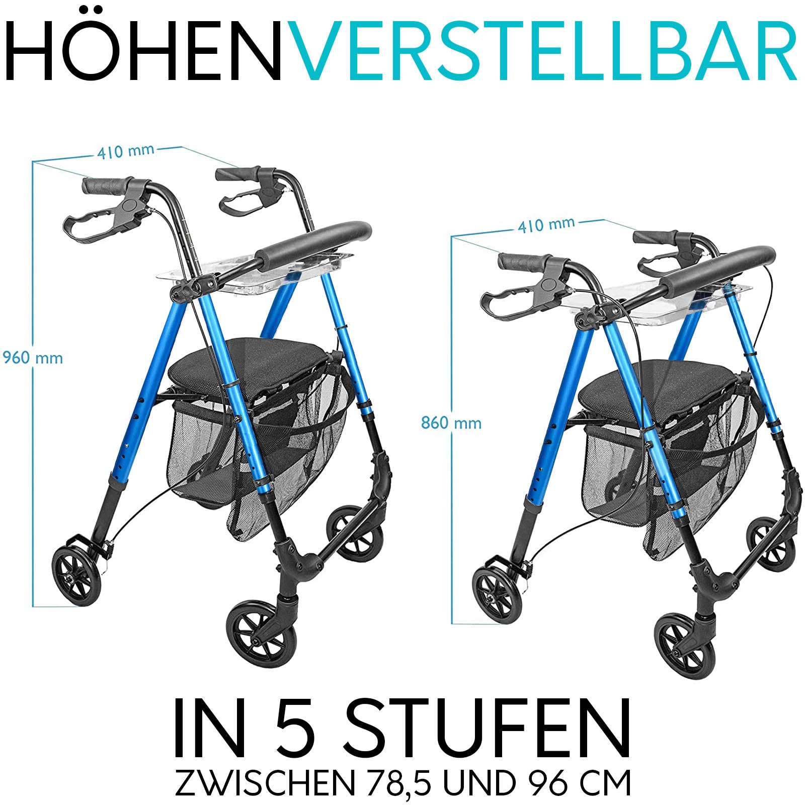 Indoor Rollator IR10+ für die Wohnung | Blau market:de