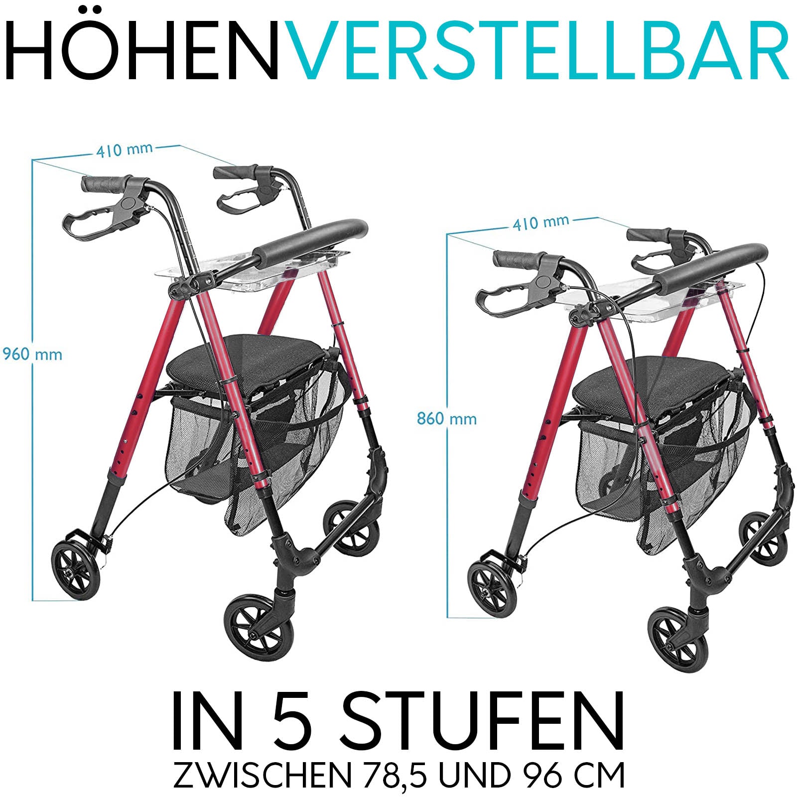 Indoor Rollator IR10+ für die Wohnung | Rot market:de