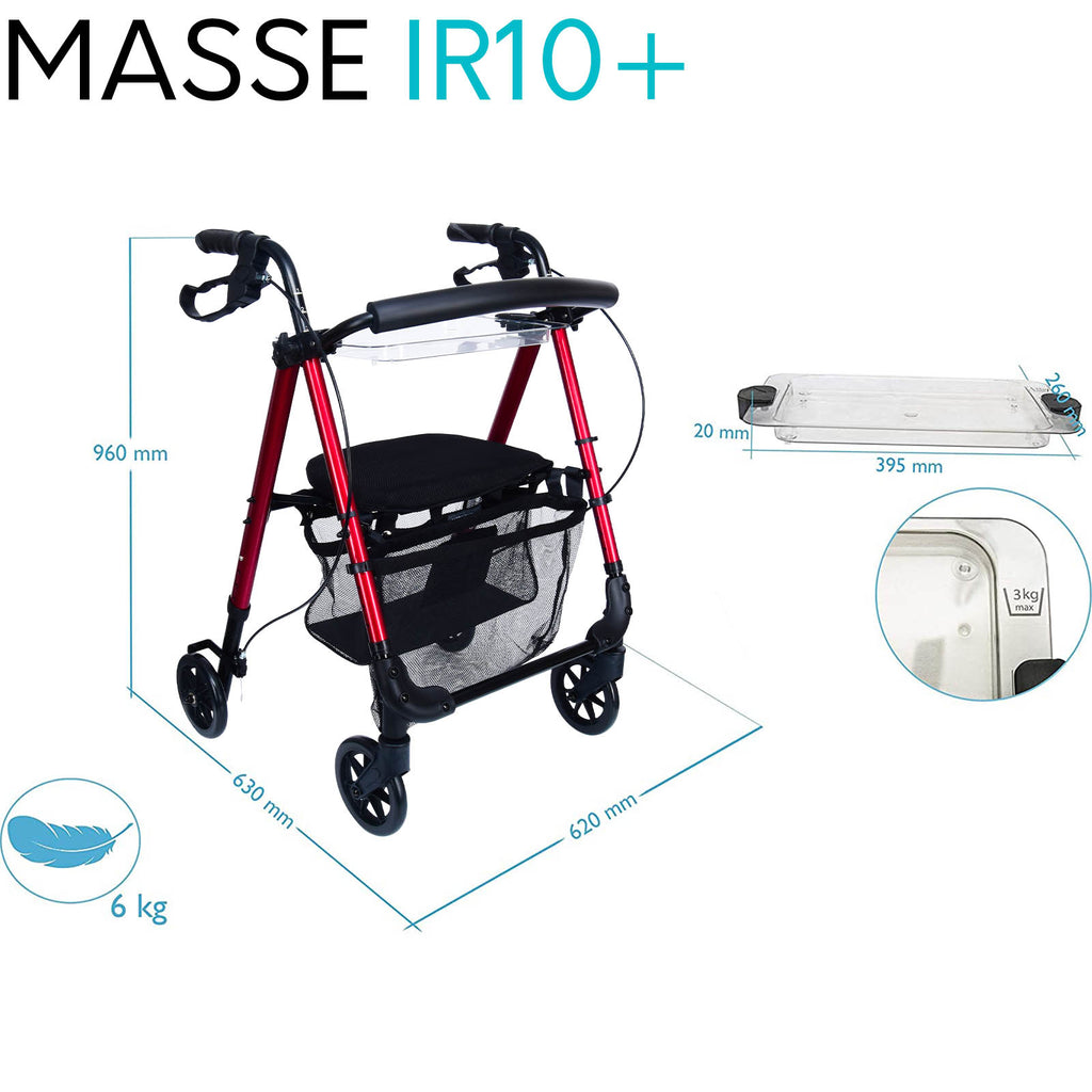 Indoor Rollator IR10+ für die Wohnung | Rot  market:de