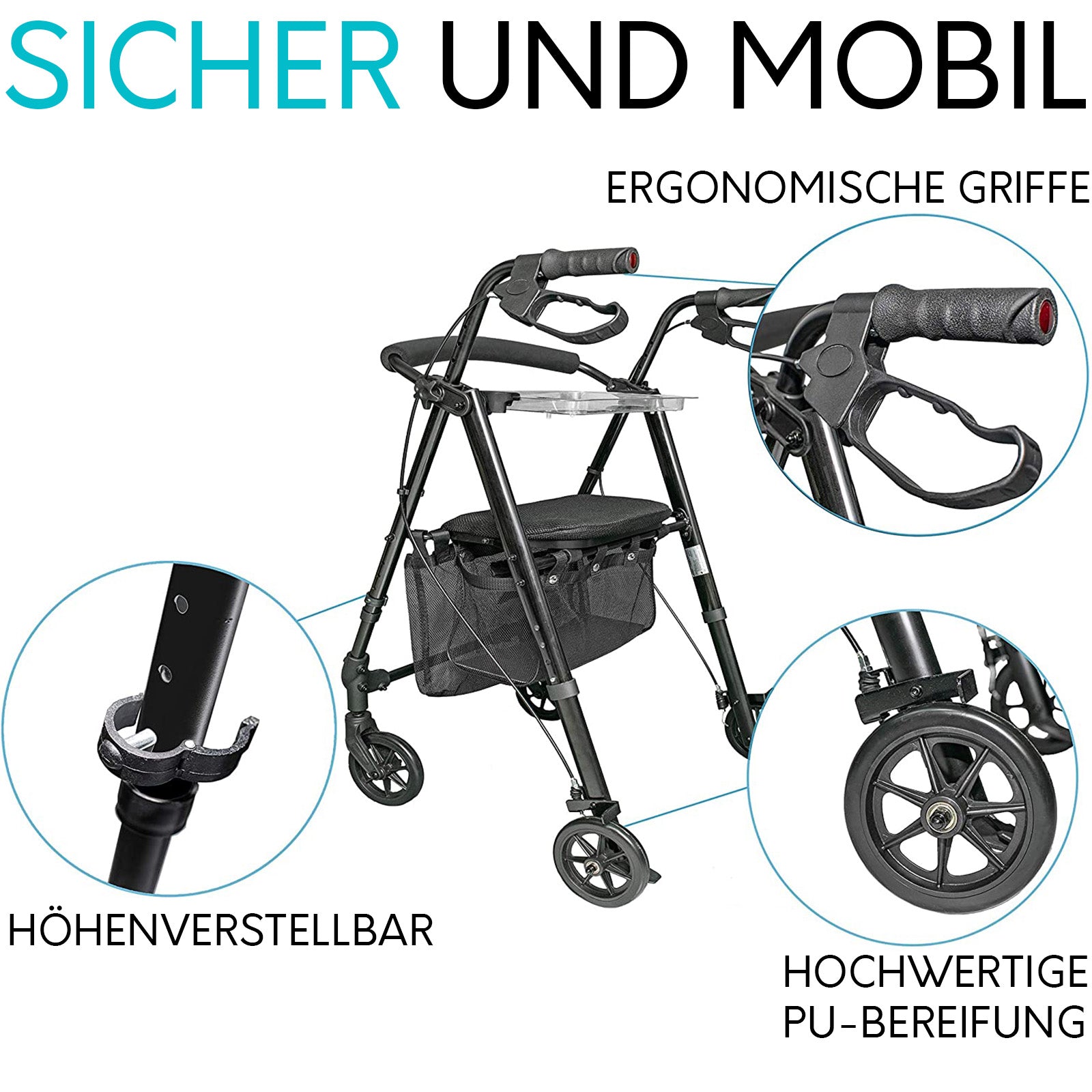 Indoor Rollator IR10+ für die Wohnung | Schwarz market:de