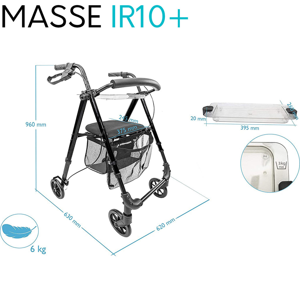 Indoor Rollator IR10+ für die Wohnung | Schwarz market:de