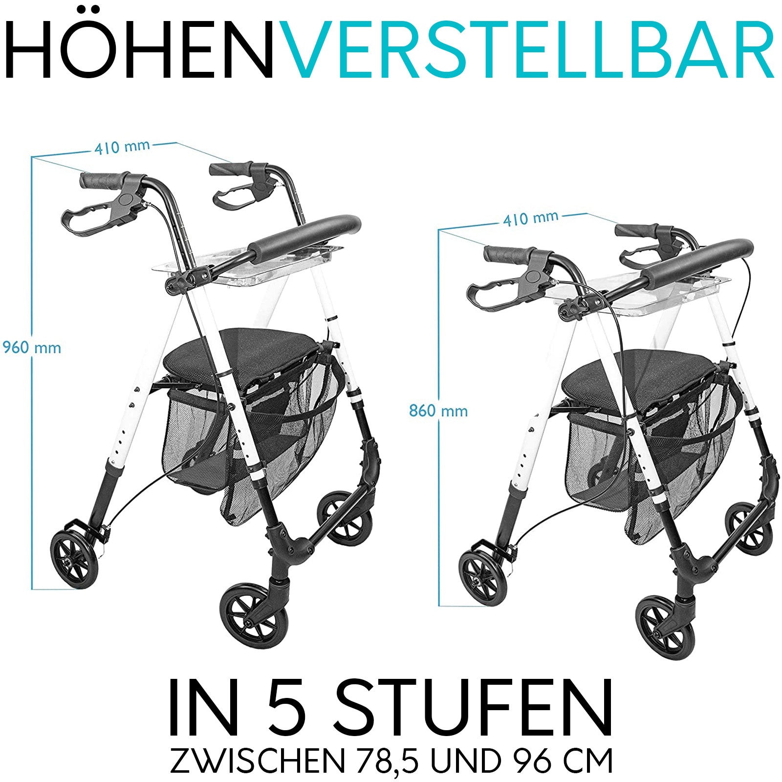 Indoor Rollator IR10+ für die Wohnung | Weiß market:de