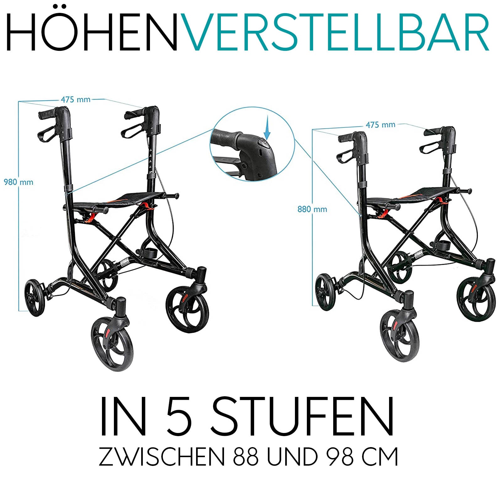 Rollator für außen Mobility Plus LR10+ | schwarz market:de
