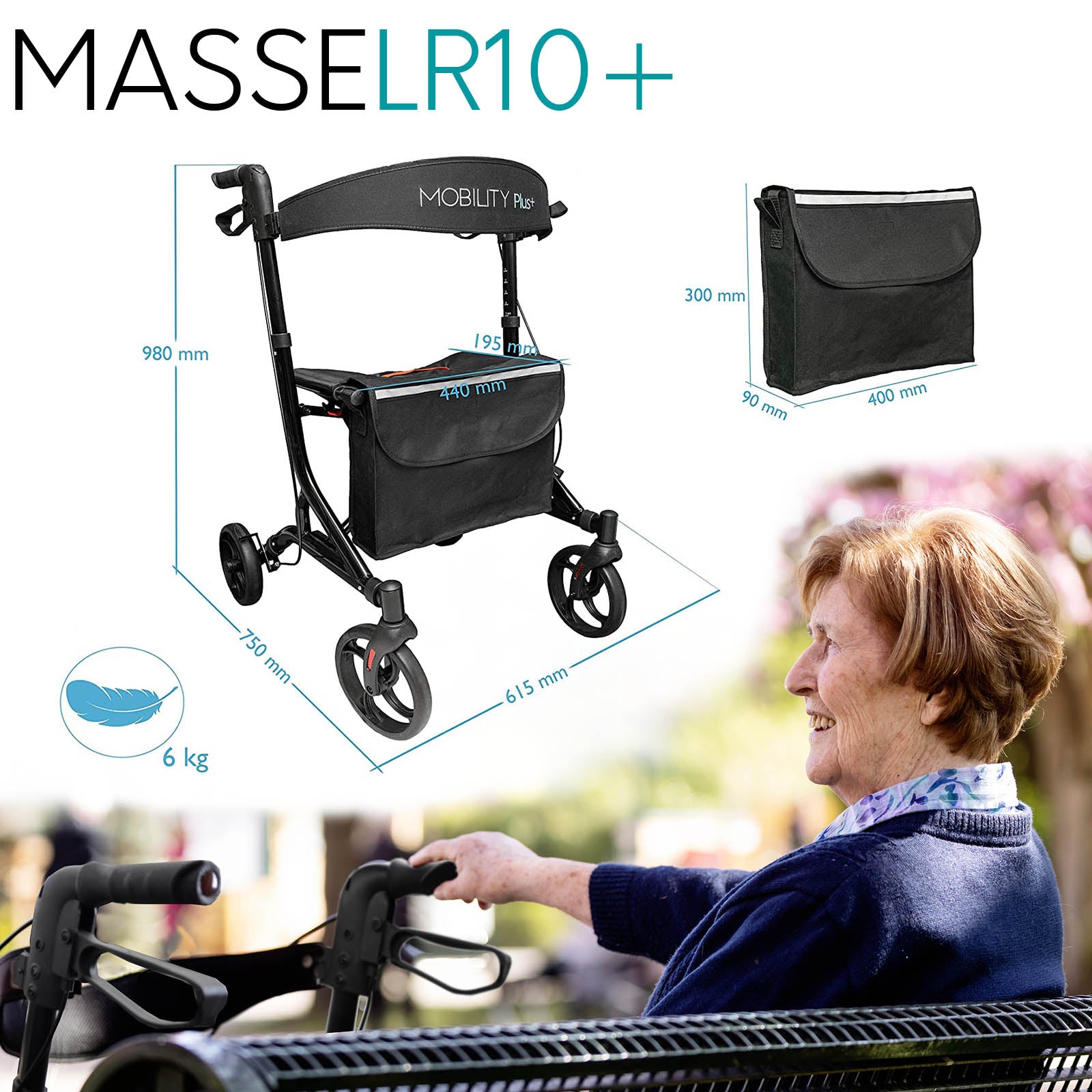 Rollator für außen Mobility Plus LR10+ | schwarz market:de