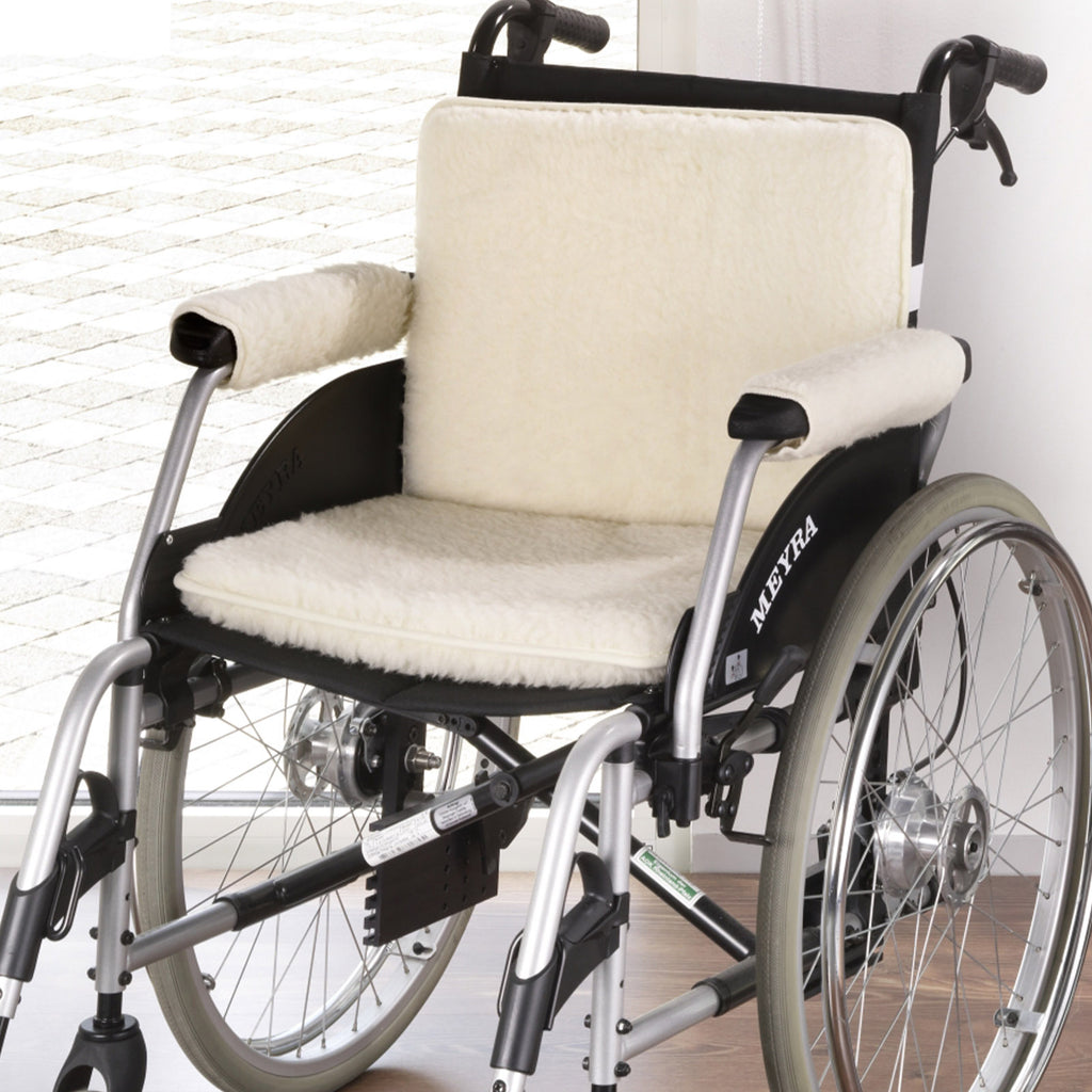 Rollstuhl Set Schurwolle - 3tlg. Sitzauflage u. 2x Armschoner