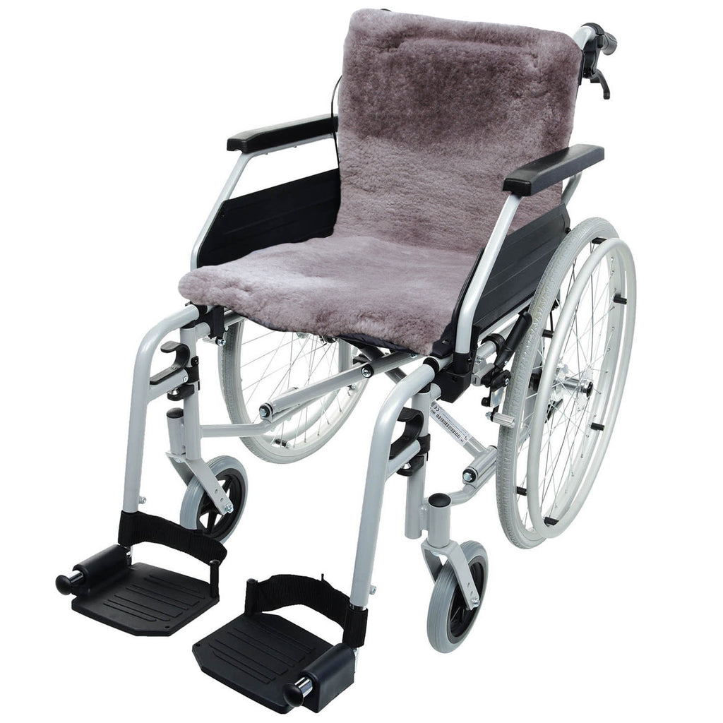 Rollstuhlauflage aus Schaffell | Grau
