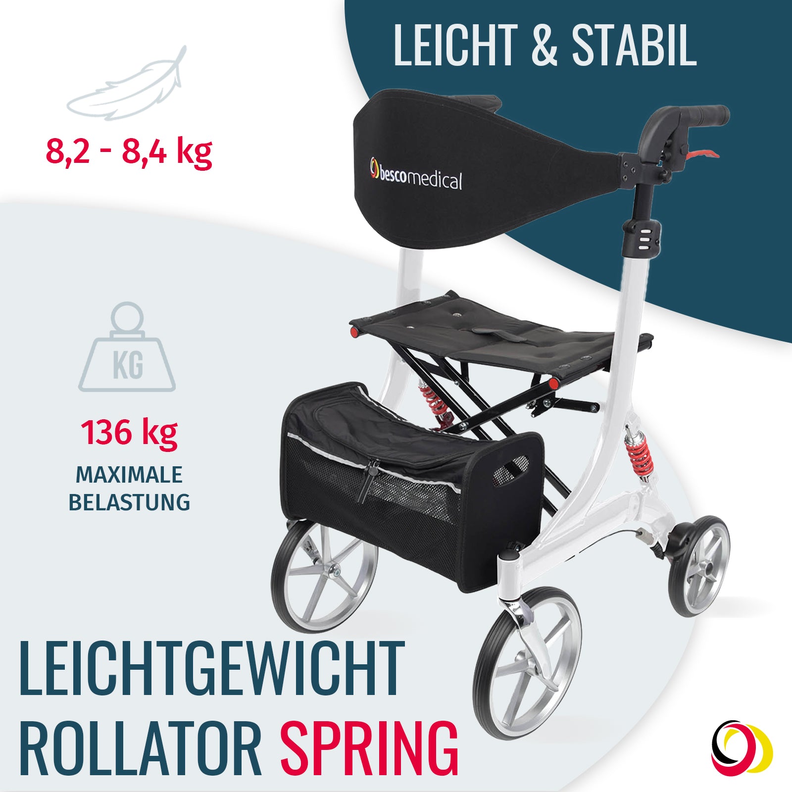 Rollator SPRING Leichtgewicht | Polarweiß
